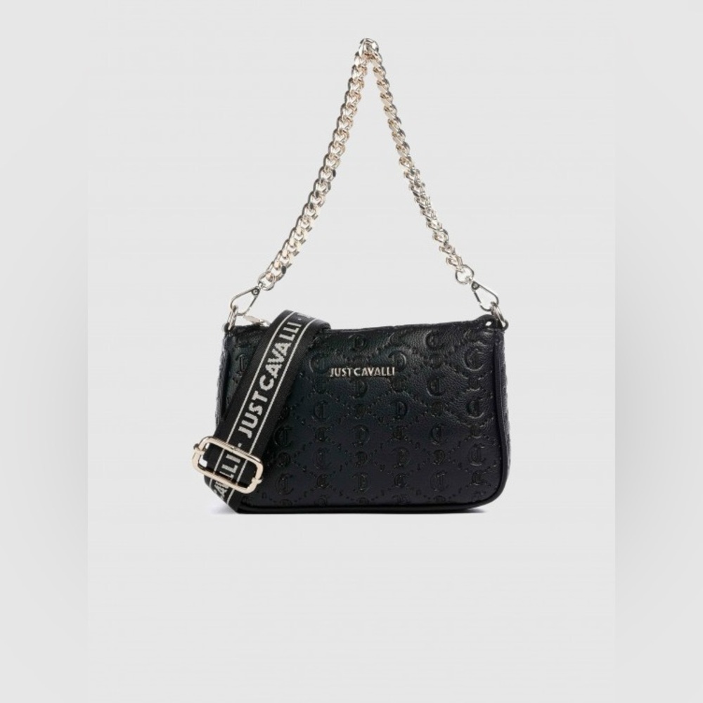 Just Cavalli All Over Gothic Shoulder bag with gold chain and strap NWT